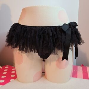 VTG Victoria's Secret Grunge Ruffle Mesh Tutu Skirted Thong Panty Size Lg